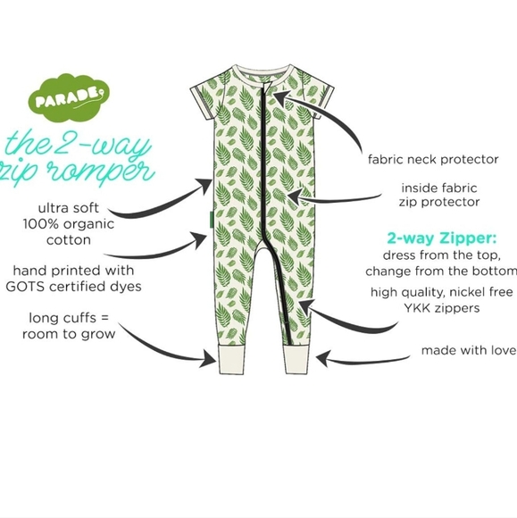 PARADE Signature Print '2-Way' Zip Romper Short Sleeve Leopard 0-3 Months - Picture 7 of 8